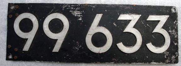 99 633.bmp - Lokschild der Deutschen Reichsbahn Gesellschaft in Aluguß (GALSRH)